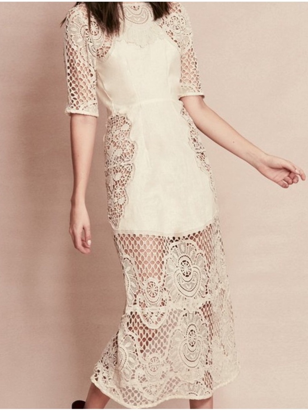For Love and Lemons Gracey Midi Dress in Vintage Ivory